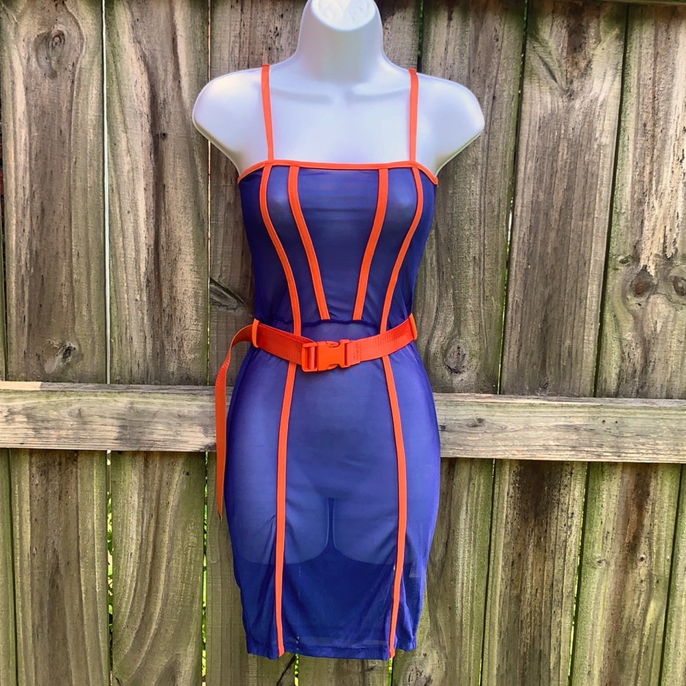 Mesh Dress with Belt